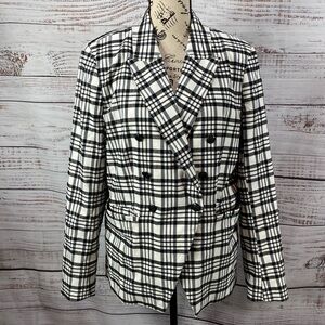 MASION d’ AMELIE PARIS 6 BUTTON PLAID BLAZER JACKET